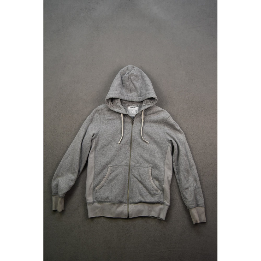 Sonoma Goods For Life Mens Gray Fleece Lined Zip Up Hoodie Sweatshirt Small